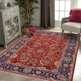 handmade Traditional Kafkaz Rust Blue Hand Knotted RECTANGLE 100% WOOL area rug 6 x 8